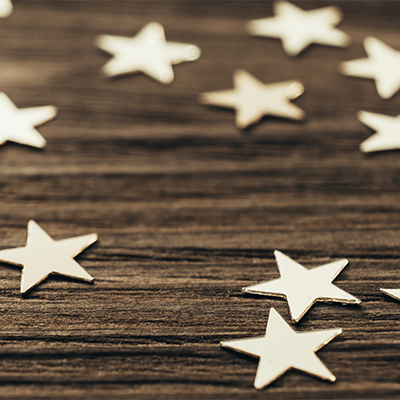 Star stickers on a table
